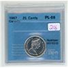 Image 1 : 1967 CCCS graded, Canadian centennial silver lynx, 25 cent coin - PL66