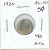 Image 1 : 1920 Canadian 5 cents; Silver, AU-50