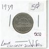 1939 Canadian 5 cents; Nickel,  Scratches