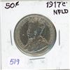 1917 Newfoundland silver 50 cent coin
