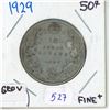 1929 Canadian silver 50 cent;EF 40; Geo V
