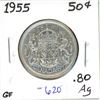 1955 Canadian Silver 50 cent coin