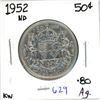 1952 Canadian silver 50 cent coin