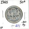 1945 Canadian silver 50 cent coin