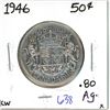 1946 Canadian silver 50 cent coin