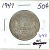 1947 Canadian silver 50 cent coin