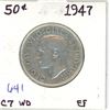 1947 Canadian silver 50 cent coin