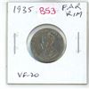 Image 1 : 1935 Far Rim Canadian Nickel 5 Cents. S in CENTS is Far from Rim. VF-20.