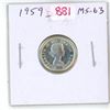 Image 1 : 1959 Canadian Silver 10 Cents. MS-63. Bright White.