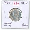 Image 1 : 1942 Canadian Silver 25 Cents. MS-63. Bright White.