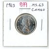 Image 1 : 1963 Canadian Silver 25 Cents. MS-63 with Cameo. Bright White.