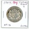 Image 1 : 1947 Canadian Silver 50 Cents. Curved Right 7 variety. EF-40. Lustrous.