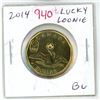 Image 1 : 2014 Lucky Loonie Dollar. Canadian Olympic symbols on reverse. BU from an original Royal Canadian Mi