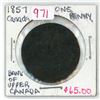 Image 1 : Province of Canada. 1857 One Penny. Bank of Upper Canada. St. George on horse, slaying dragon. Pre-C