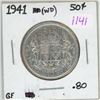 Image 1 : 1941 Canadian Silver 50 cent coin