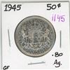 Image 1 : 1945 Canadian Silver 50 cent coin