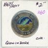 Image 1 : 2017 "Northern Lights - colored" Canadian 2 dollar toonie coin