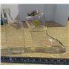 Image 1 : Lot of 2 vintage glass bottles- 1 cinderella shoes style bottle
