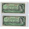 Image 1 : 2 - 1967 Canadian Centennial 1 dollar bills - Beattie/Rasminsky - No Serial #'s