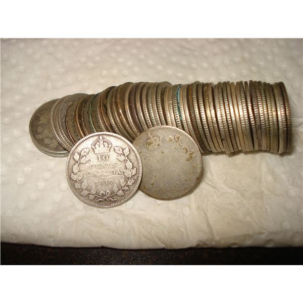 Silver 50 X 10¢ Roll 1936 and before, 80% and Sterling Silver