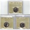 Image 1 : 1993- 1996 Near 6- 1998 5¢ PCCS MS64, 3Pcs (Professional Coin Certification System)