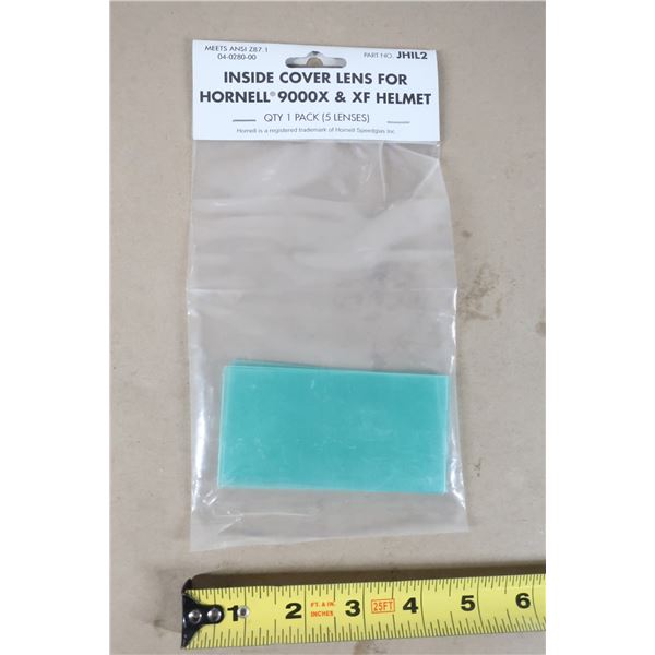 LOT: 50 PKG DE 5 LENTILLES INTÉRIEURES POUR CASQUE DE SOUDAGE HORNELL SÉRIE 9000X & 9000XF