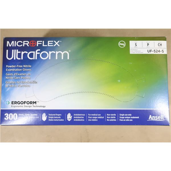 BTE DE 300 GANTS D'EXAMEN UF-524 ULTRAFORM, PETIT, NITRILE, 2,4 MILS, SANS POUDRE, BLEU, CLASSE 2