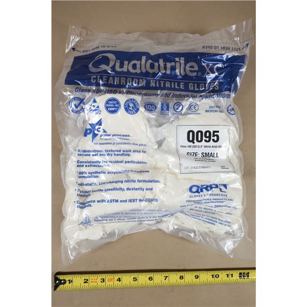 PKG DE 100 QRP QUALATRILE XC Q095 GANTS PETIT BLANCS À USAGE UNIQUE POUR SALLES BLANCHES - CLASSE IS
