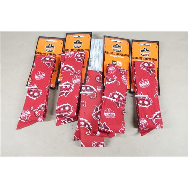 LOT: 5 BANDANAS DE REFROIDISSEMENT PAR ÉVAPORATION AVEC SERVIETTE DE REFROIDISSEMENT ET FERMETURE À 