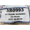 Image 2 : LOT DE  80+ 1/4" SHANK MANDRELS 3/8" HEAD