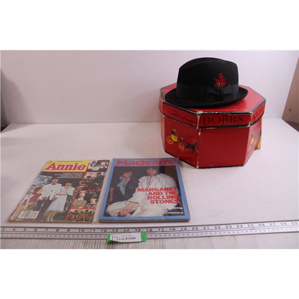 (2) Magazines - Annie, Maclean's; Dobbs Hat - Box As Is