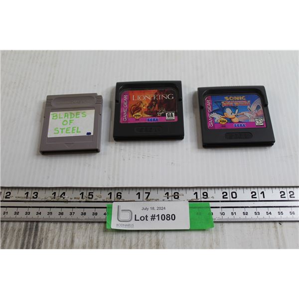 (2) Sega Game Gear Games (Sonic, Lion King), Blades of Steel Nintendo Gameboy Game - All Untested