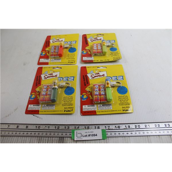 (4) The Simpsons PEZ Keychains - Sealed