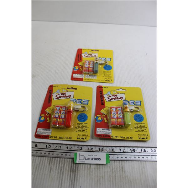 (3) The Simpsons PEZ Keychains - Sealed