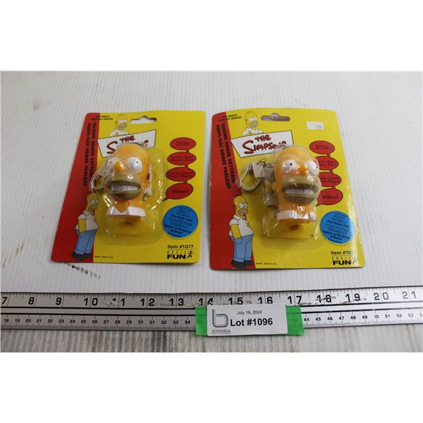 (2) The Simpsons Talking Homer Keychain - Untested, Sealed