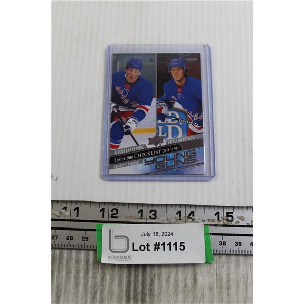 Alexis Lafreniere Young Guns Rookie Checklist Card