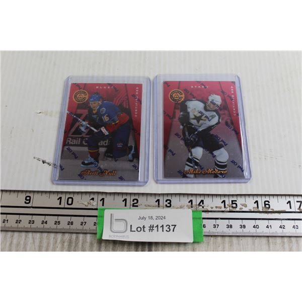 Mike Modano and Brett Hull Pinnacle Certified Red Hockey Card