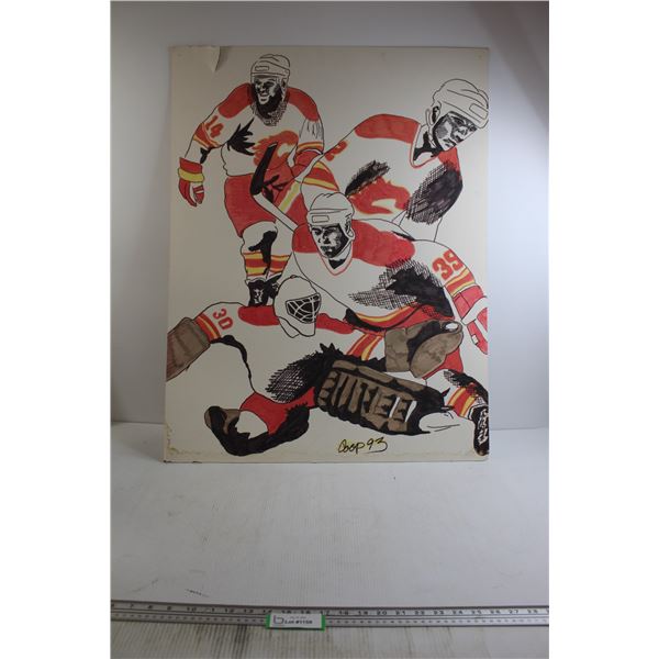Calgary Flames Marker Art on Poster Board - 27 1/4" x 35 1/4"