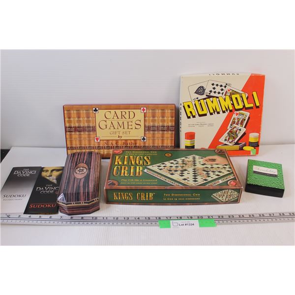 (5) Board Games: Rummoli, Crib, Sudoku, Misc. - As Is