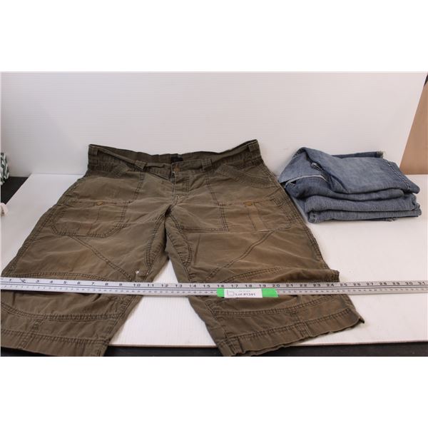 Women's 3/4 Length Pants (Size 38) (Tear in Back Pocket) & Jean Material for Quilting
