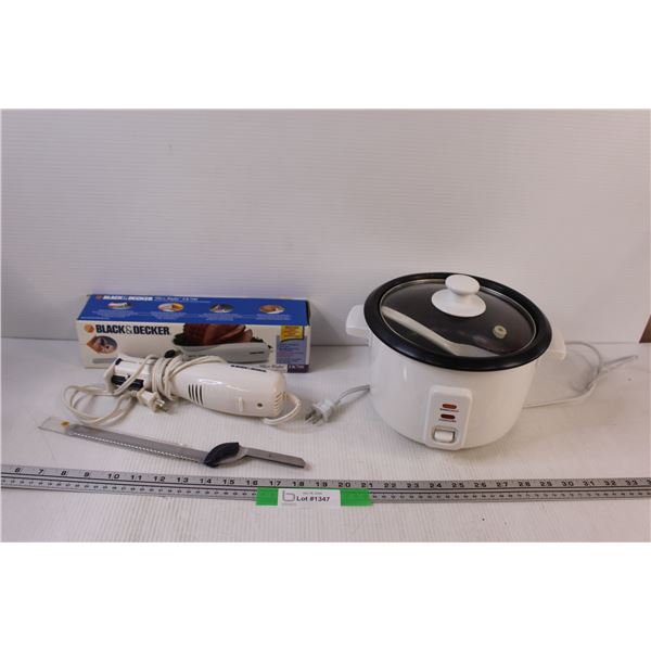 Rice Cooker & Black & Decker Electric Bread Knife - Powers On