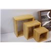 Image 3 : (3) Wooden Wall Mount Square Shelves & Wine Sign Wall Decor