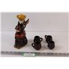 Image 1 : Donkey Decanter & Shot Glasses - Pottery Style - 8" Tall