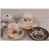 Image 3 : (5) Teacup & Saucers - Miss/Matched Patterns & (2) Scenic Plates