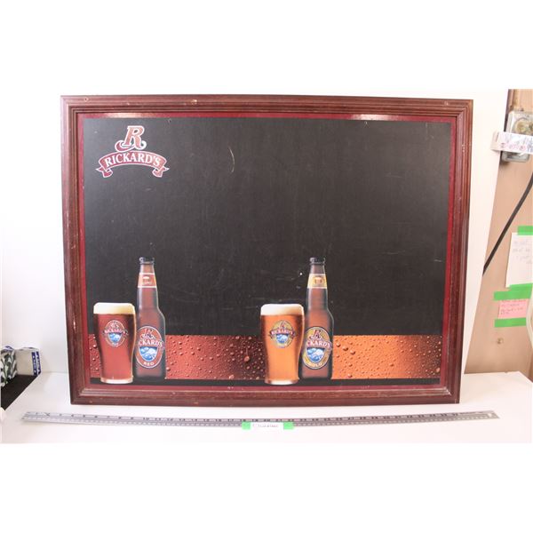 Rickard's Blackboard Beer Sign - 34.5" x 26.5" - Has Screw Holes
