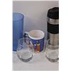 Image 3 : (3) Absolut Liquor Glasses, Coffee Travel Mugs, Water Bottle, Misc.
