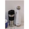 Image 4 : (3) Absolut Liquor Glasses, Coffee Travel Mugs, Water Bottle, Misc.