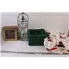 Image 1 : Gingerbread Man Shower Curtain, (2) Wicker Baskets, Candle Holder & Reindeer Tin Box