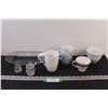 Image 1 : Glass Serving Condiments Dish w/Spoon, (4) Mugs, Glass Serving Tray