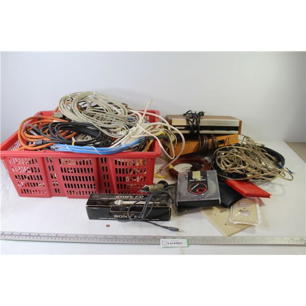 Bose Equalizer w/Speaker Cable - Sony Microphone - Assorted Cables - Plastic Case - Misc. Items